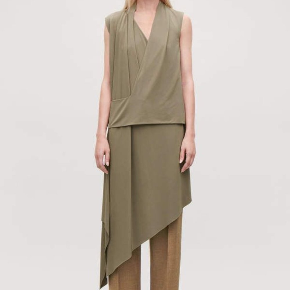 COS Asymmetrical Draped Wrap Jersey Dress-Never Worn